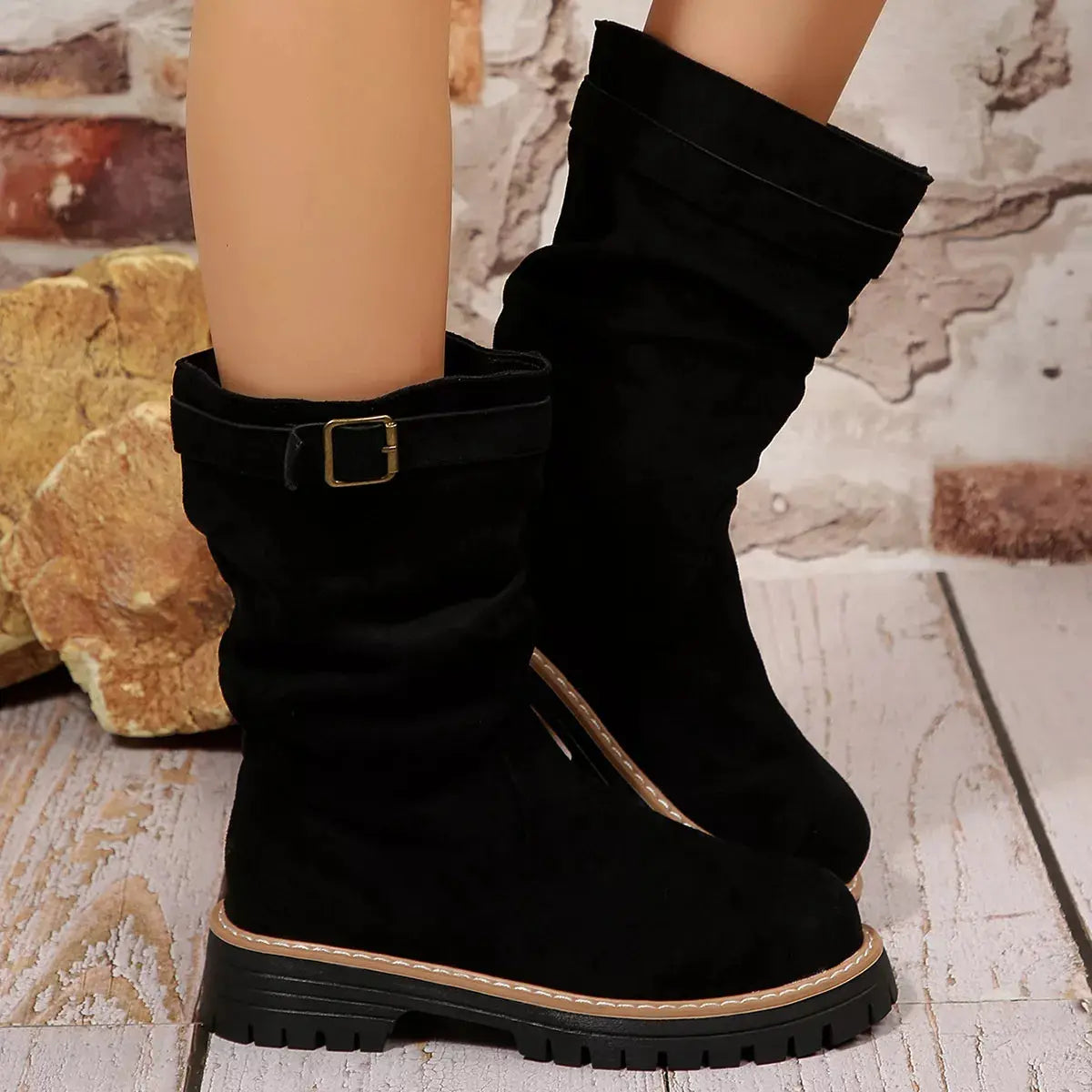 Buckle Accent Slouch Boots Simply Love