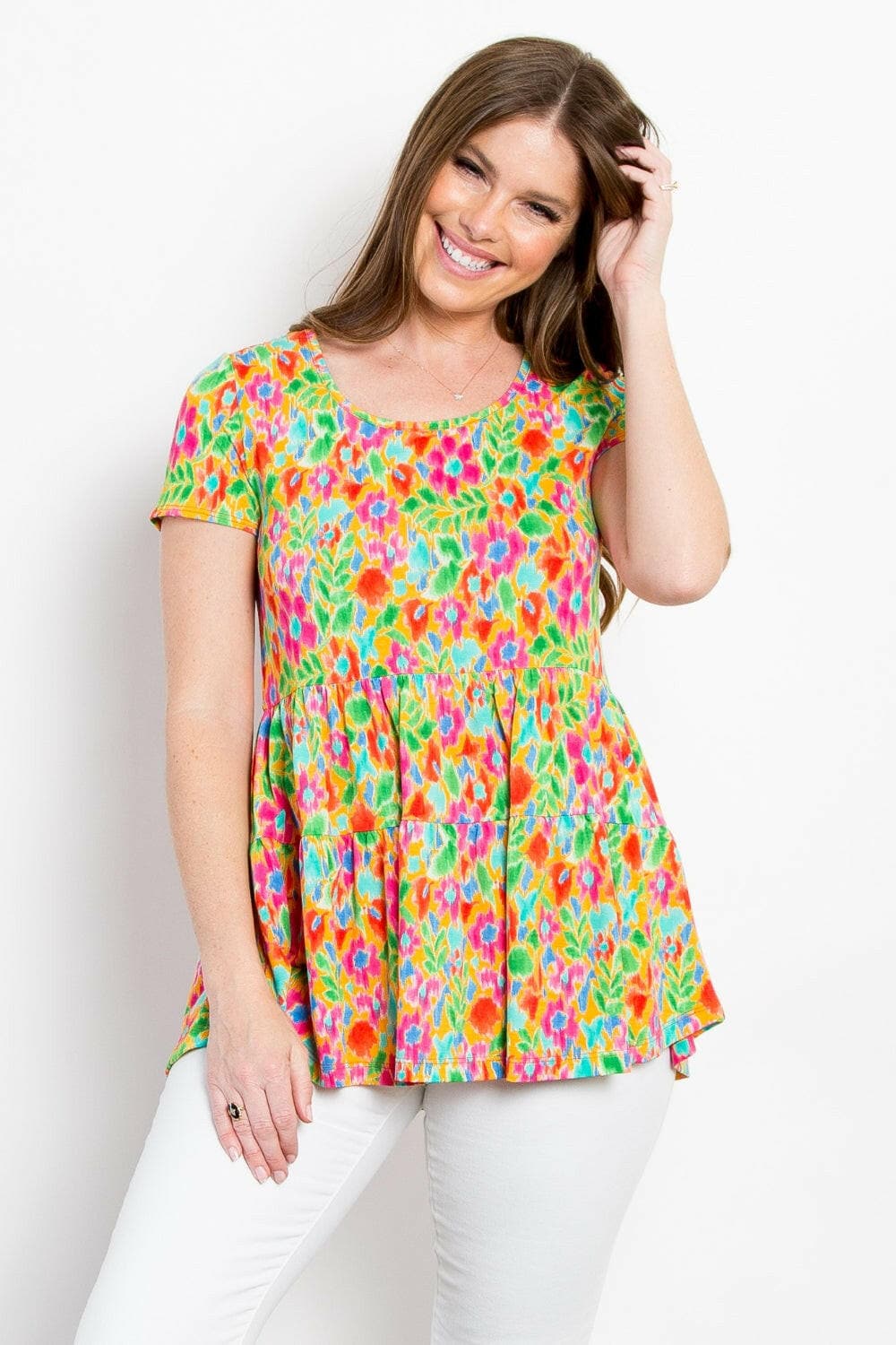 Be Stage Floral Short Sleeve Babydoll TopUpgrade Your Style with the Be Stage Floral Short Sleeve Babydoll Top
 Step into a world of charm and elegance with the Be Stage Floral Short Sleeve Babydoll Top. ThLove Salve Stage Floral Short Sleeve Babydoll Topjust arrived