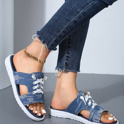 Open Toe Lace Up Sandals.