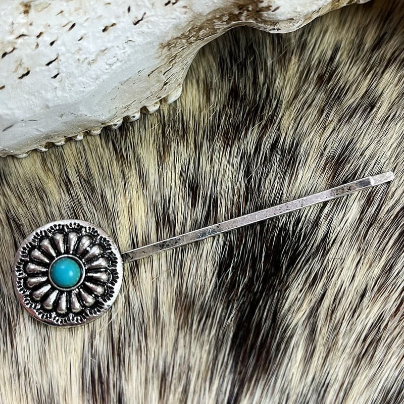 Turquoise Alloy Hairpin.