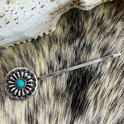 Turquoise Alloy Hairpin.