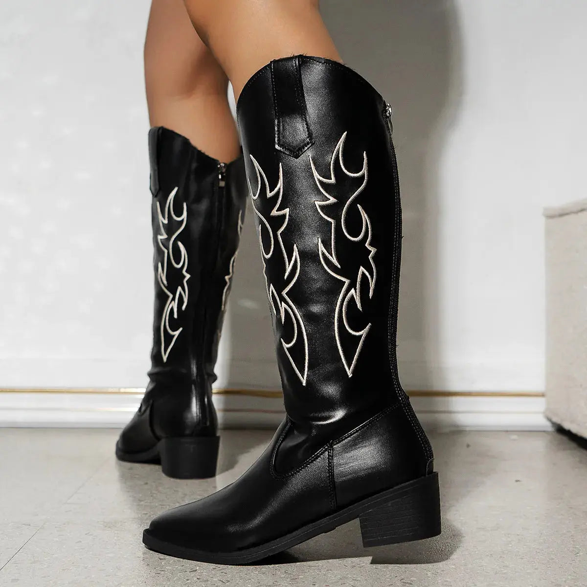 Point Toe Block Heels Boots Simply Love