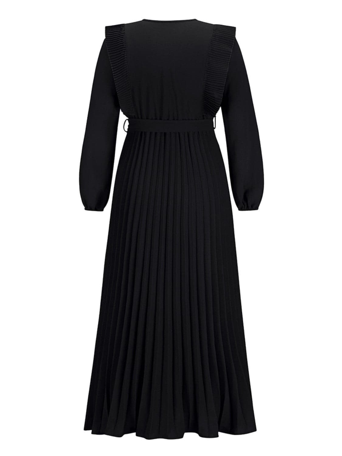 Pleated Surplice Tie Waist Maxi Dress.