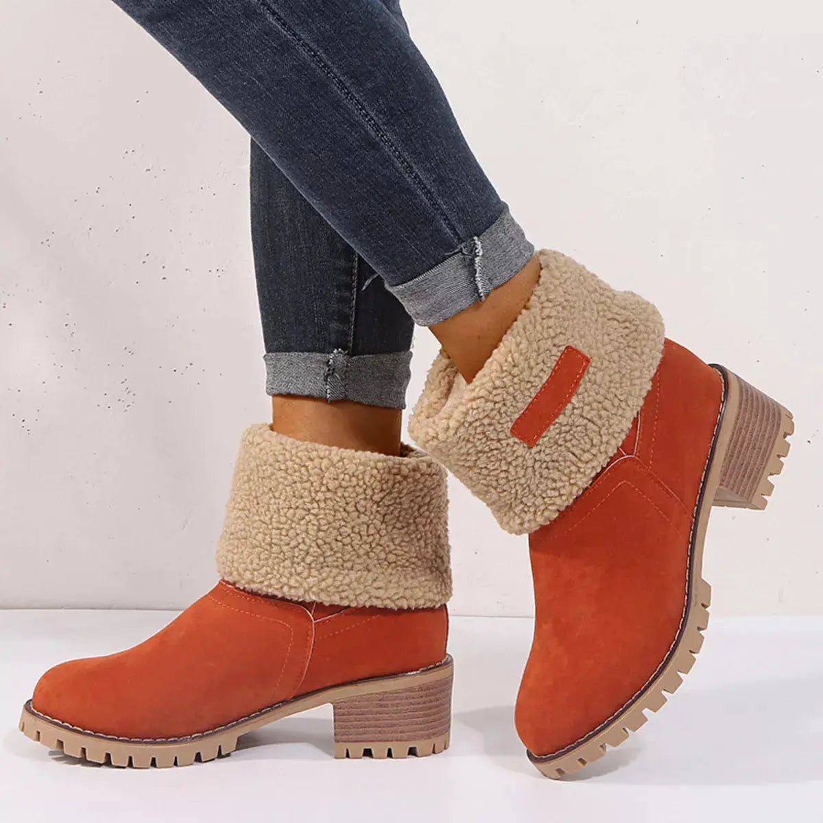 Round Toe Block Heels Boots Simply Love