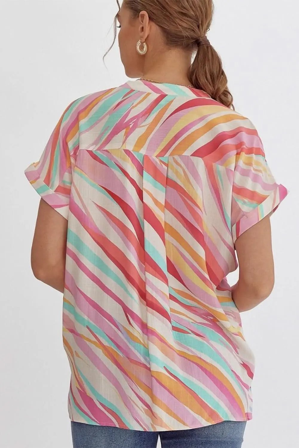 Chic plus-size abstract top, white - Love Salve 