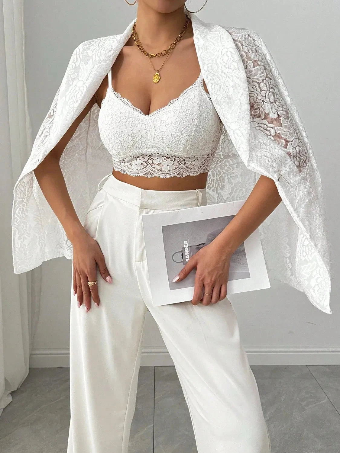 Chic Sheer Lace Lapel Blazer Coco’s Tee Boutique