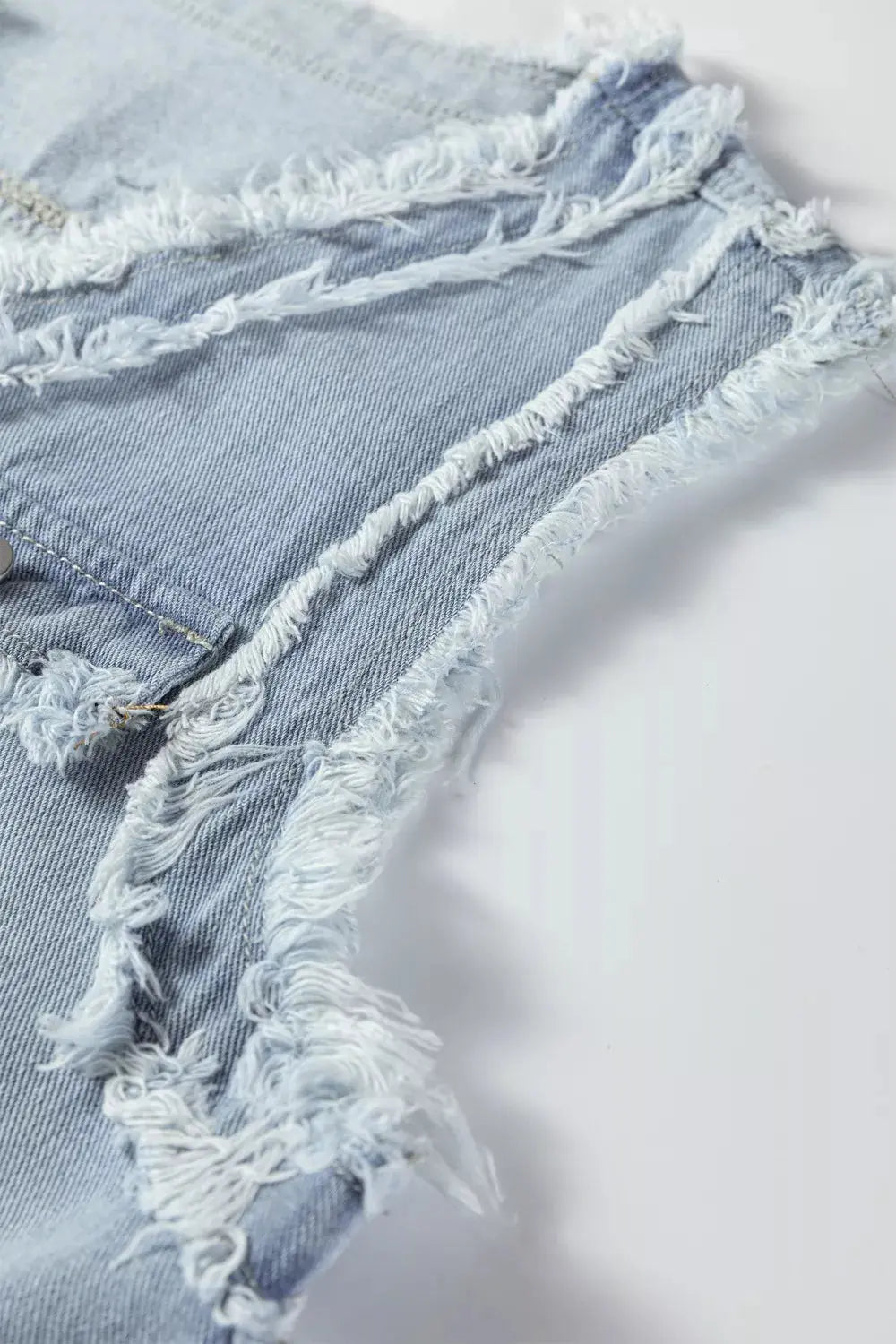 Frayed Edge Flap Pockets Denim Vest Jacket Simply Love