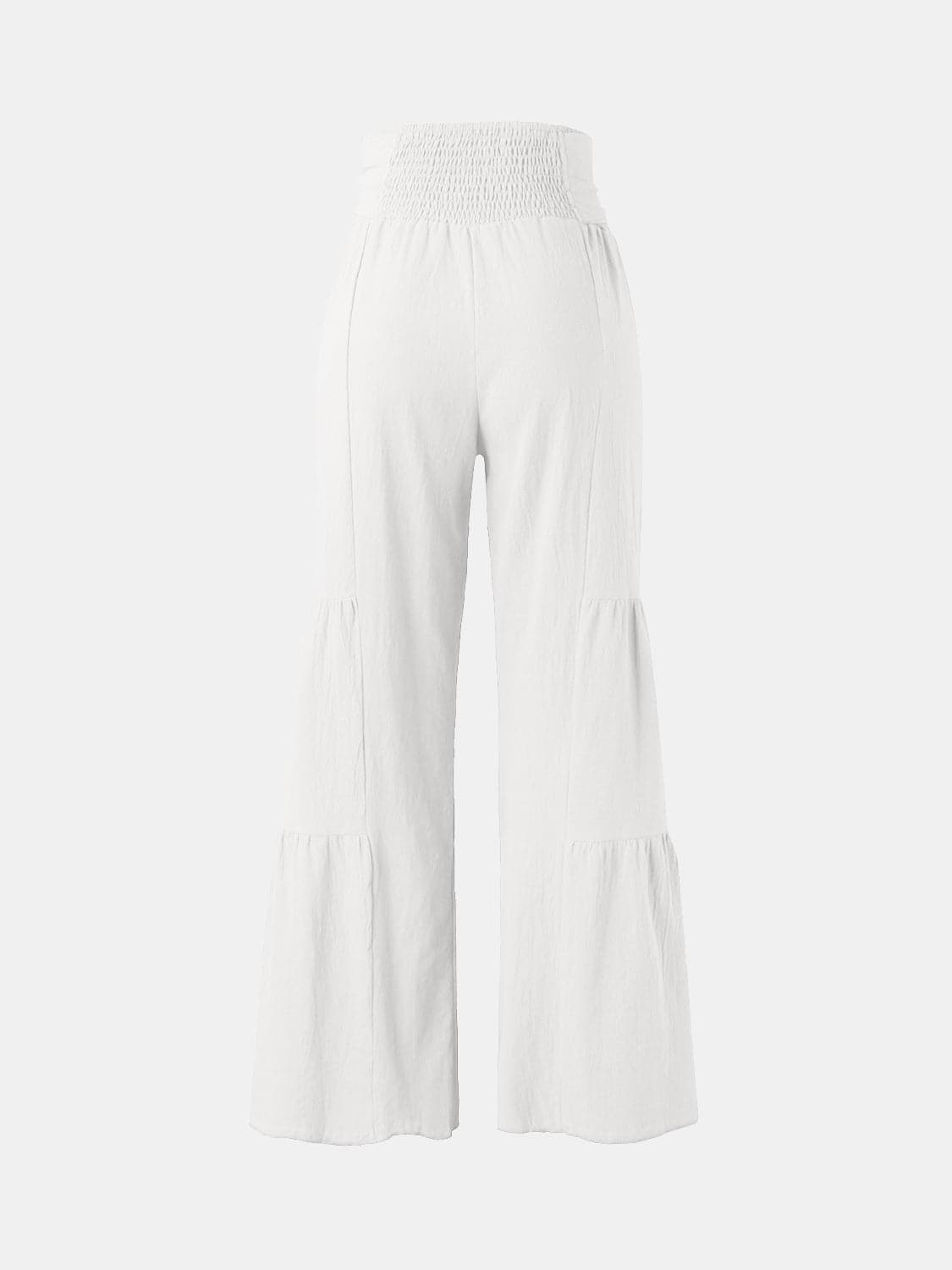 Tied Ruched Wide Leg Pants.