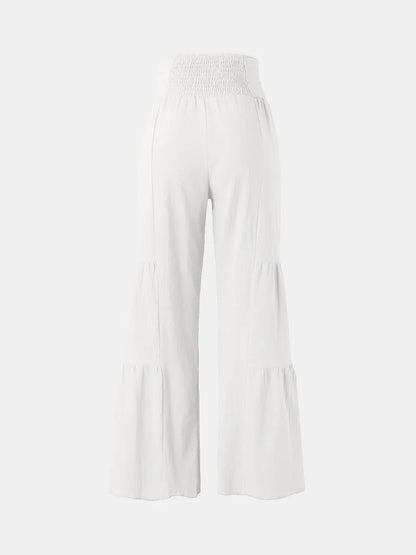 Tied Ruched Wide Leg Pants