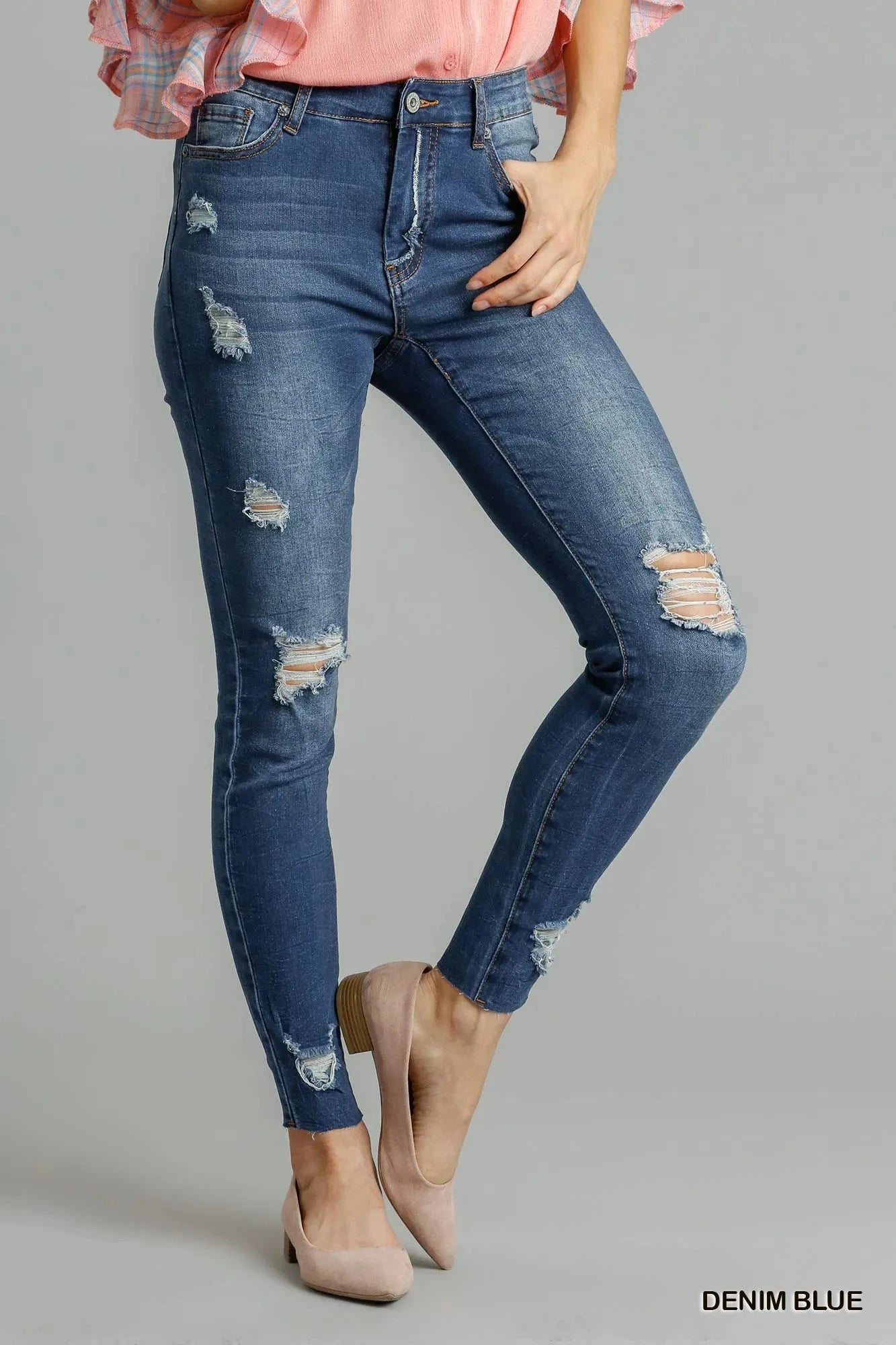 Umgee Distressed Skinny Jeans with Pockets Coco’s Tee Boutique