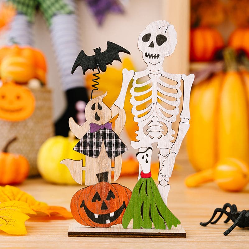 Charming 2-piece Halloween wooden decor set