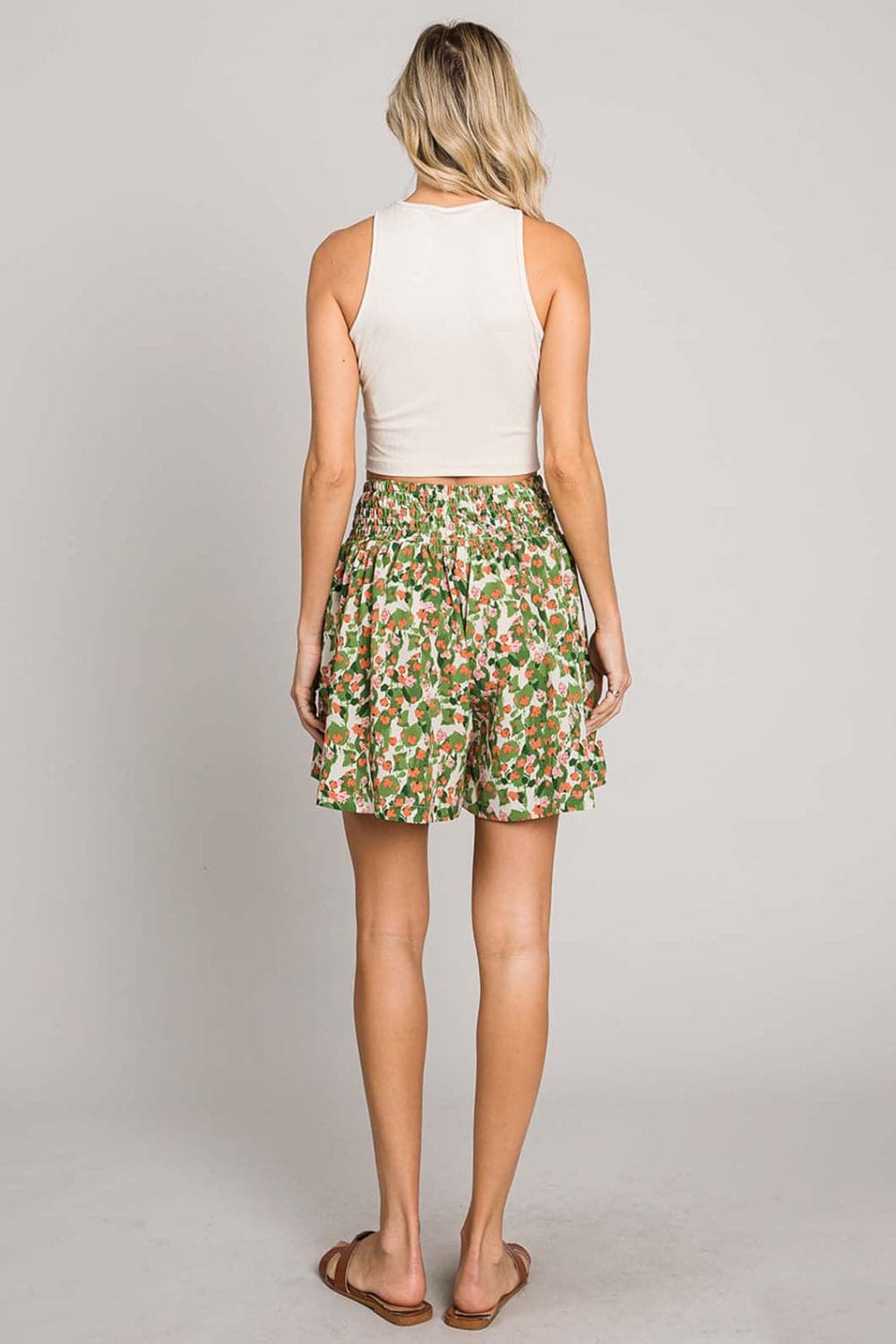 Cotton Bleu by Nu Label Floral Printed Smocked Waist Skorts.