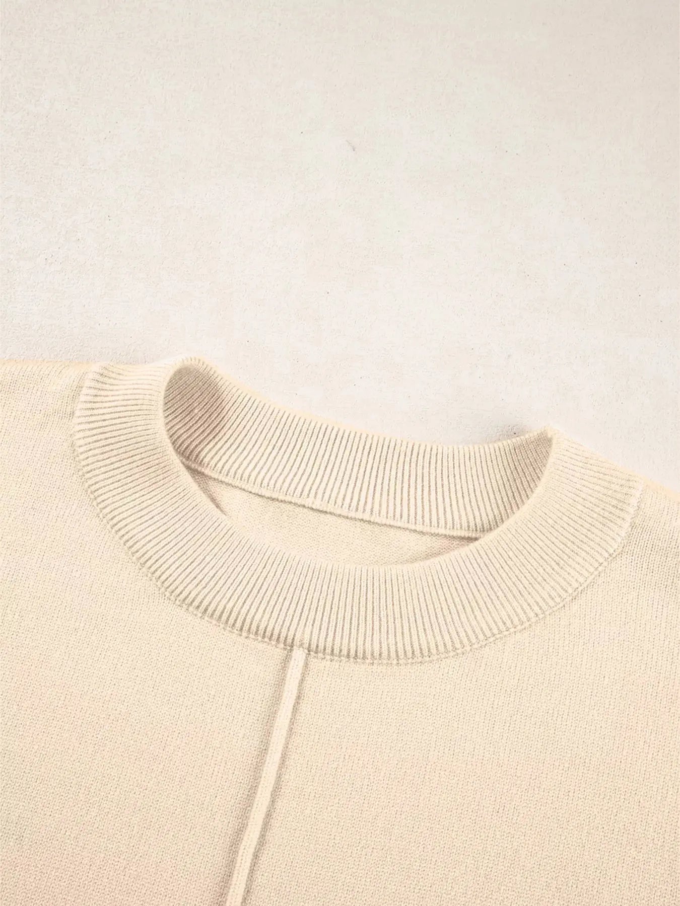 Front Center Seam Drop Shoulder Solid Sweater Simply Love