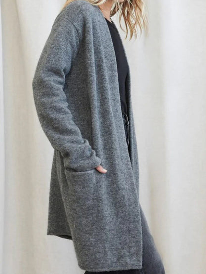 Open Front Long Sleeve Cardigan with Pockets