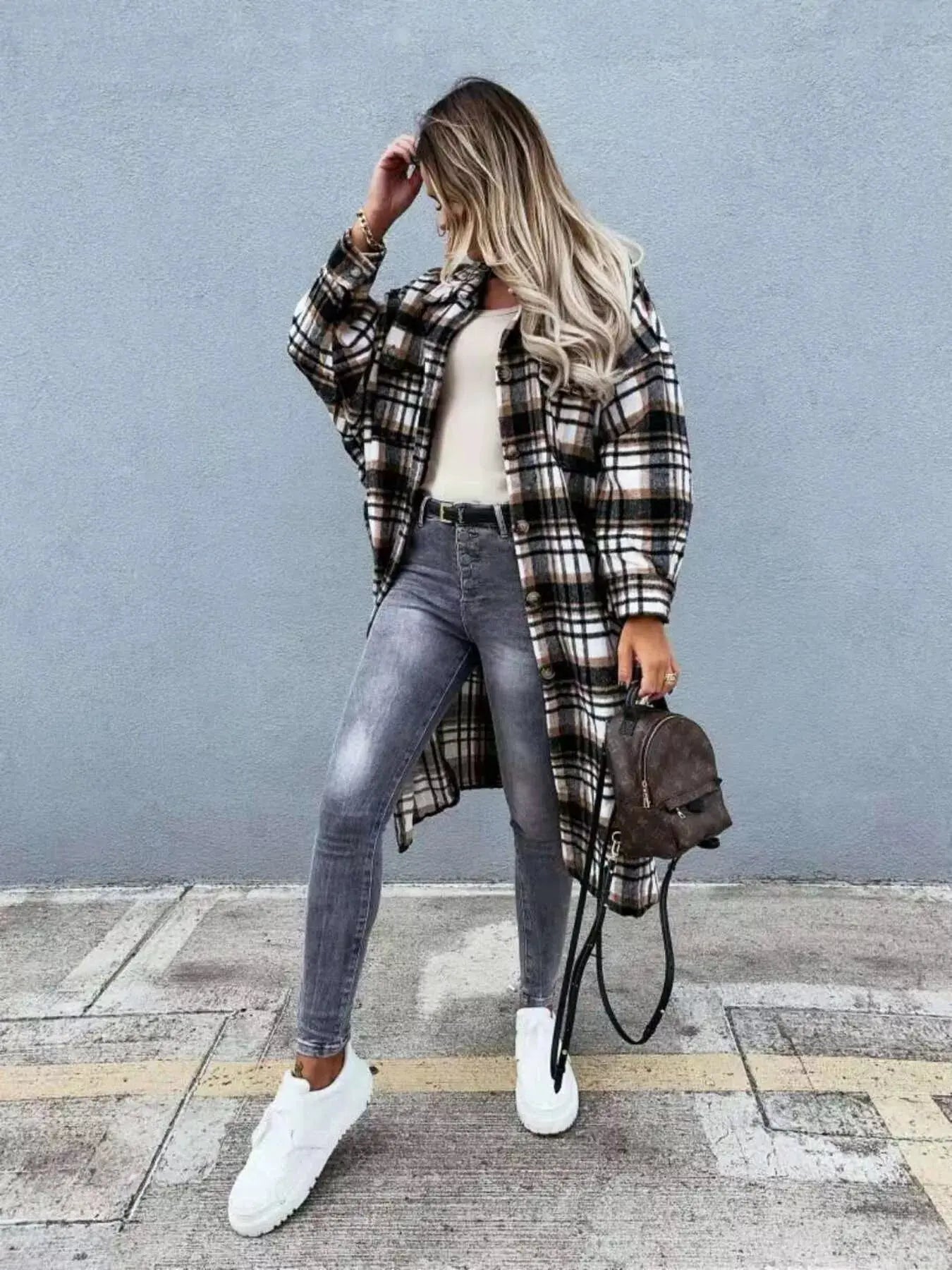 Plaid Button Up Longline Shacket Simply Love