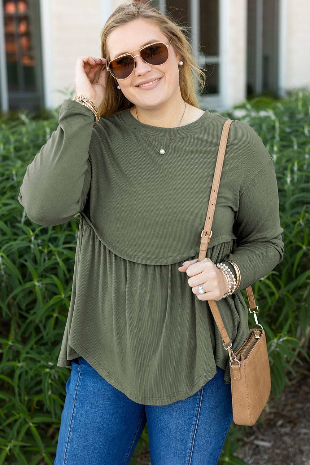 Mist green plus size babydoll top - Love Salve 