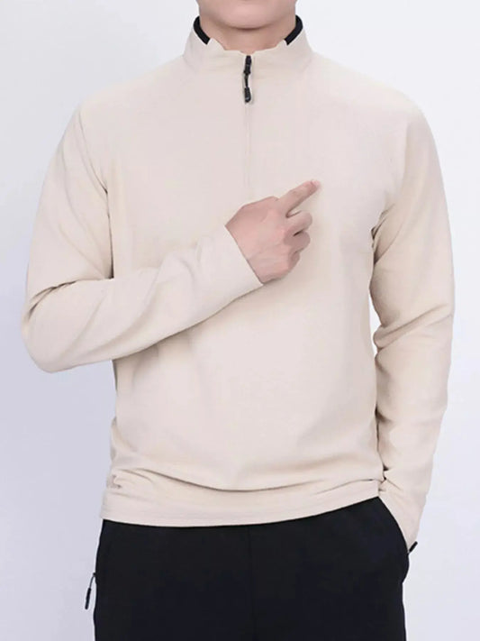 Men's Plus Size Casual Long Sleeve Quarter Zip T-Shirt Simply Love