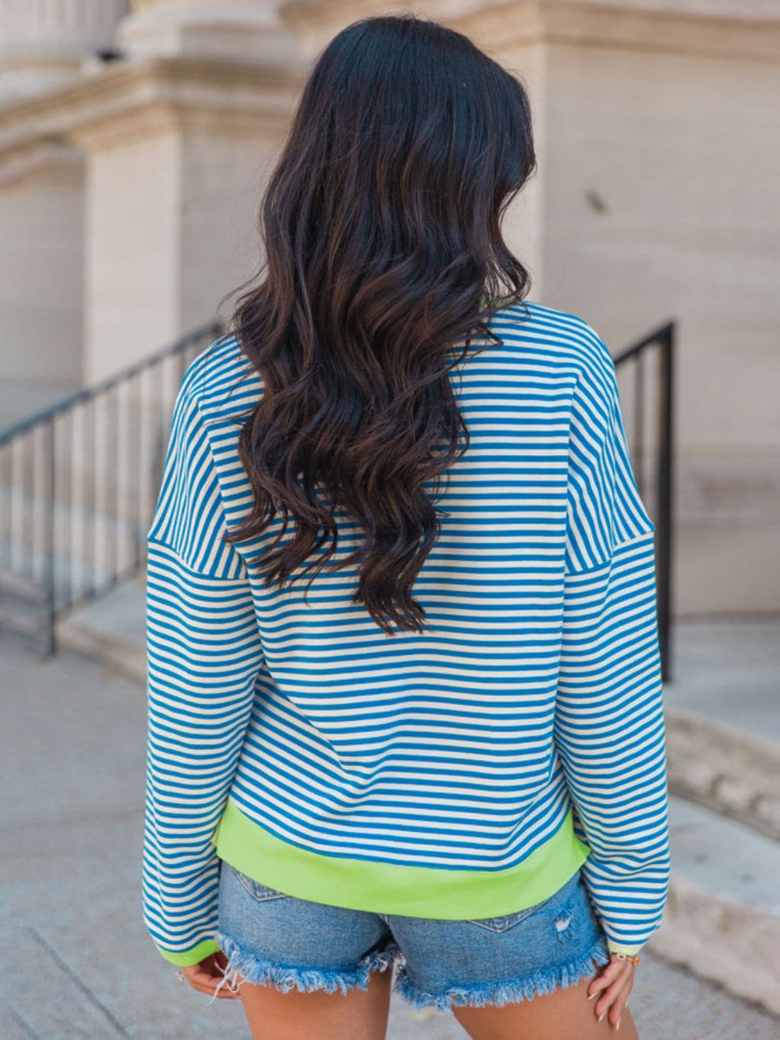 Chic striped sweatshirt with sheer accents