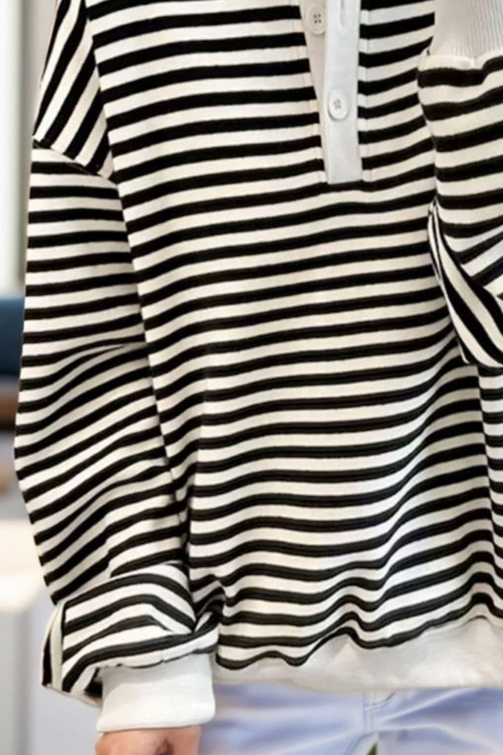 Striped Dropped Shoulder Long Sleeve Sweatshirt.