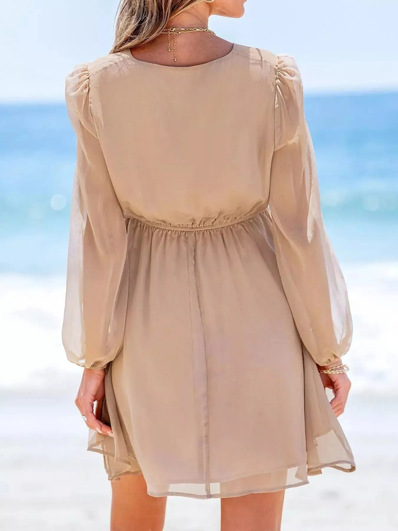 Surplice Long Sleeve Mini Dress Simply Love