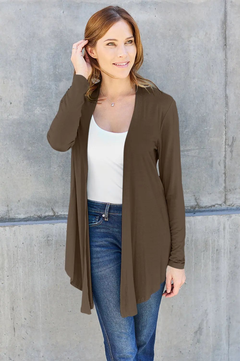Basic Bae Full Size Open Front Long Sleeve Cardigan - Love Salve