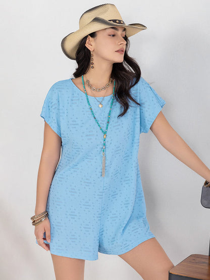 Round Neck Short Sleeve Romper.