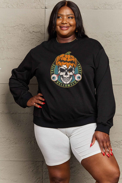 Simply Love Full Size Skull Graphic Sweatshirt.