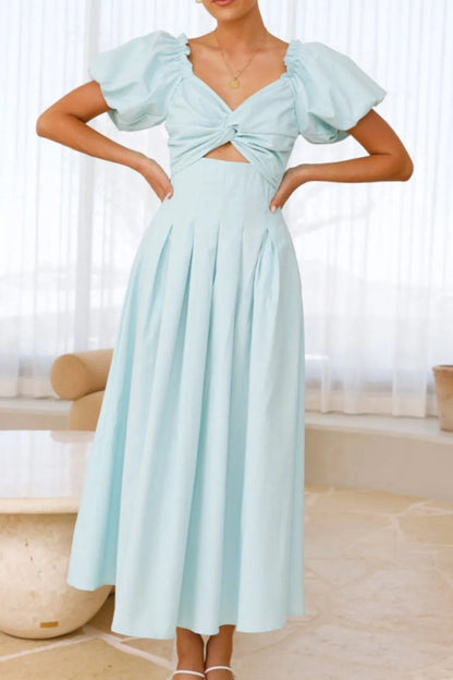 Sweet Serenity Puff Sleeve Midi Dress