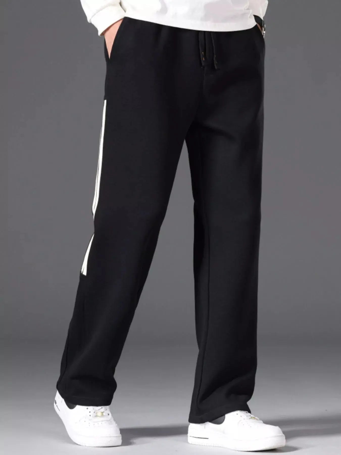 Men's Casual Striped Wide Leg Pants With Drawstring Pockets Simply Love