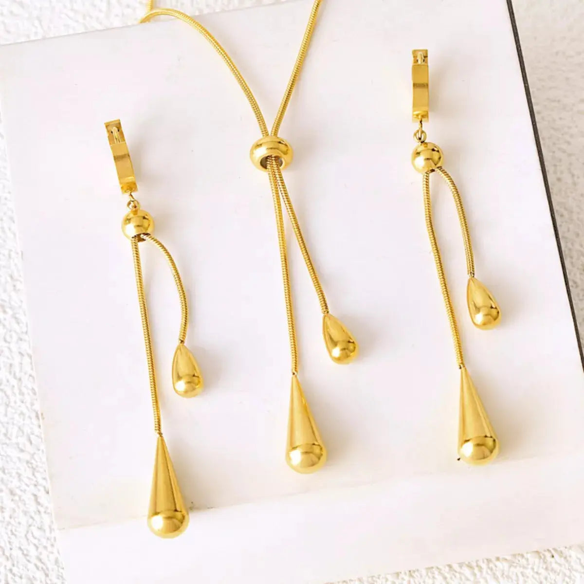 Teardrop Pendant Necklace and Earrings Jewelry Set Simply Love