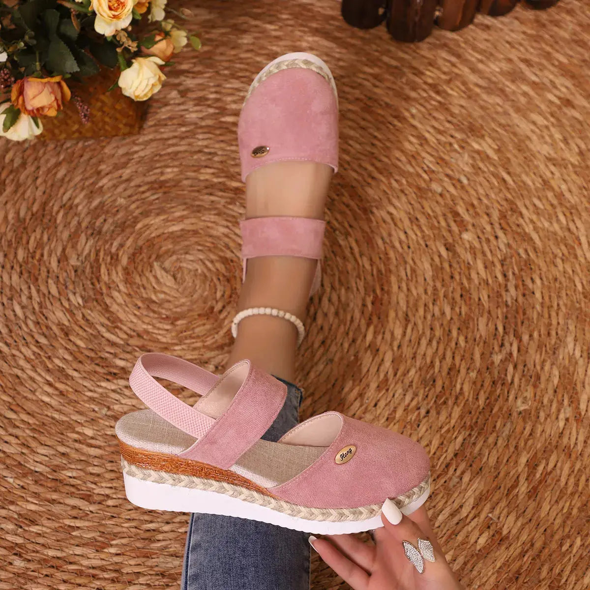 Espadrille Wedge Sandals with Ankle Strap Simply Love