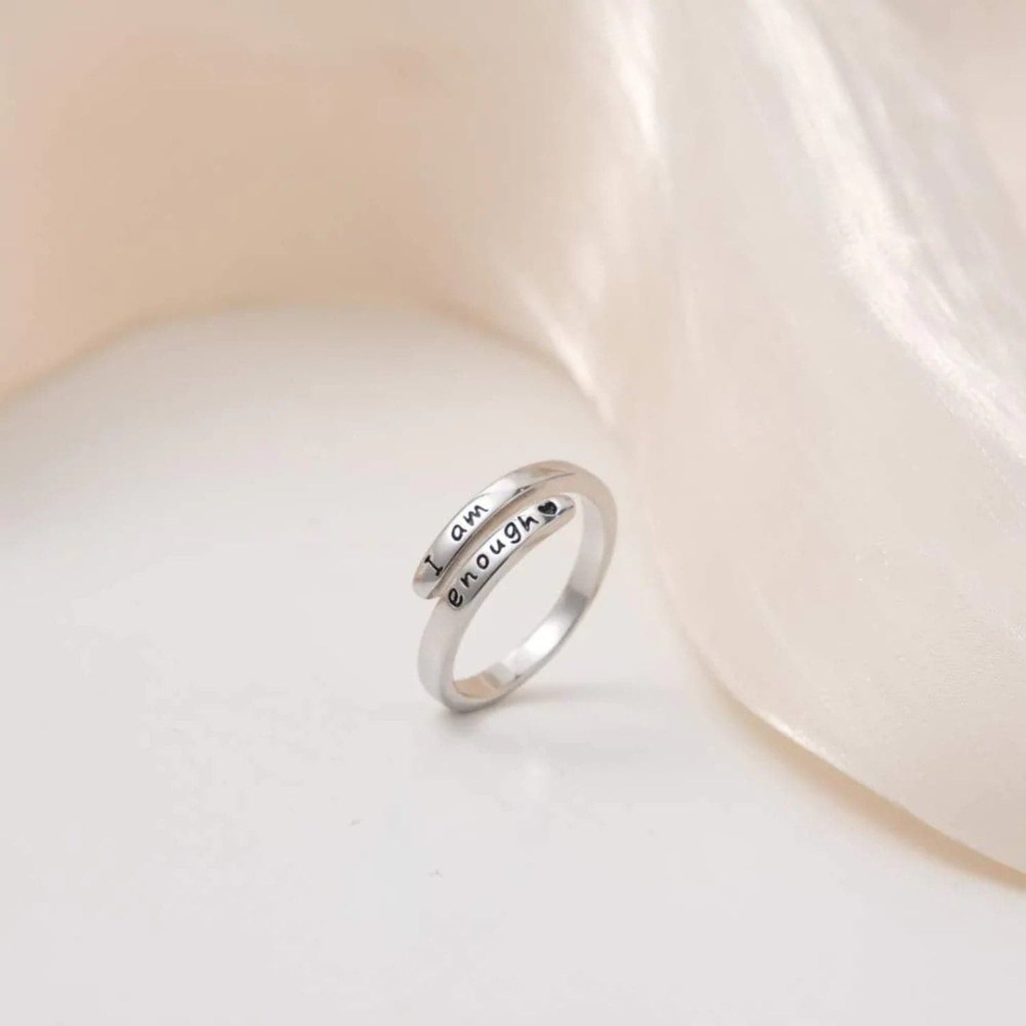 925 Sterling Silver Engraved Bypass Ring.