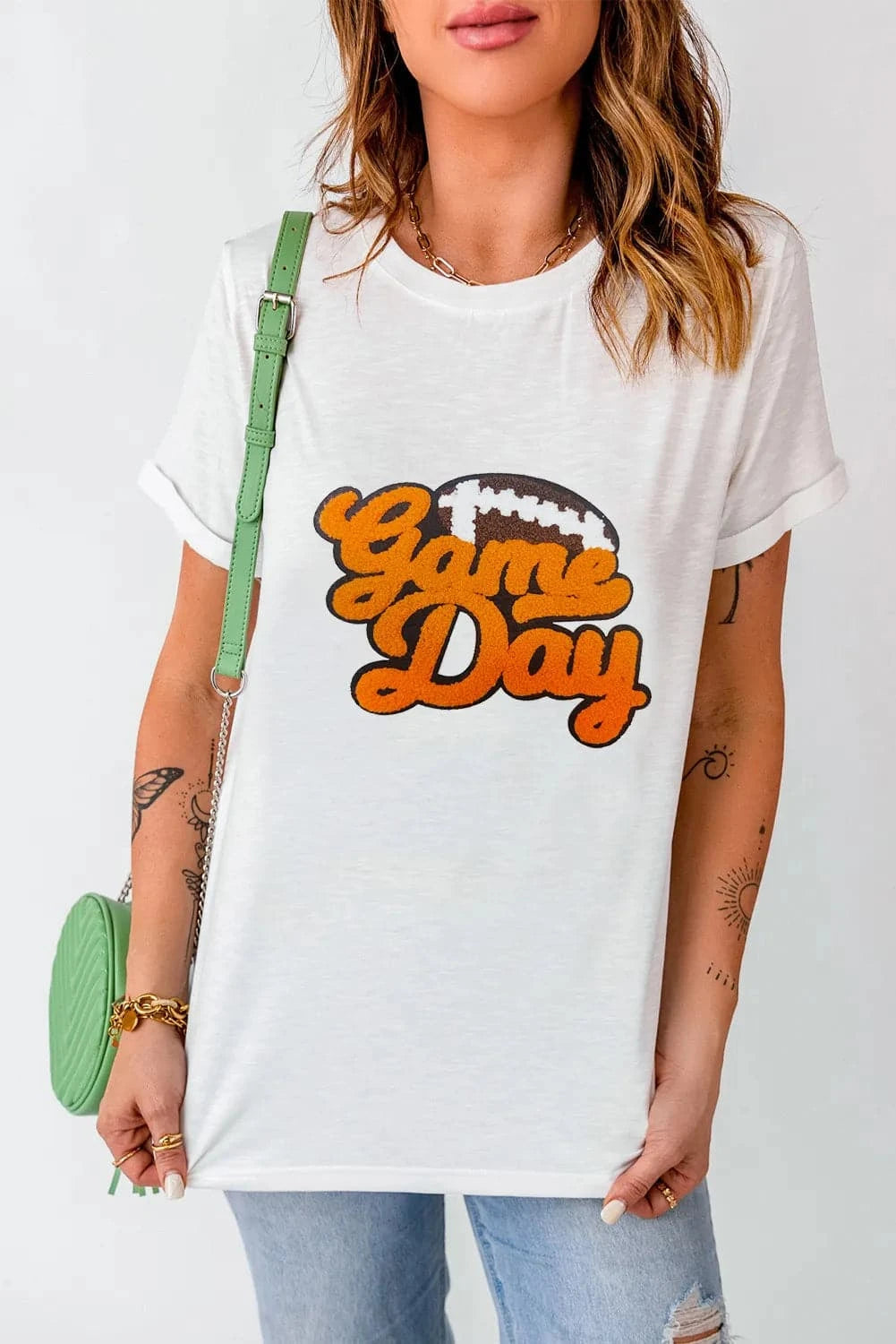 Casual Game Day Round Neck Tee