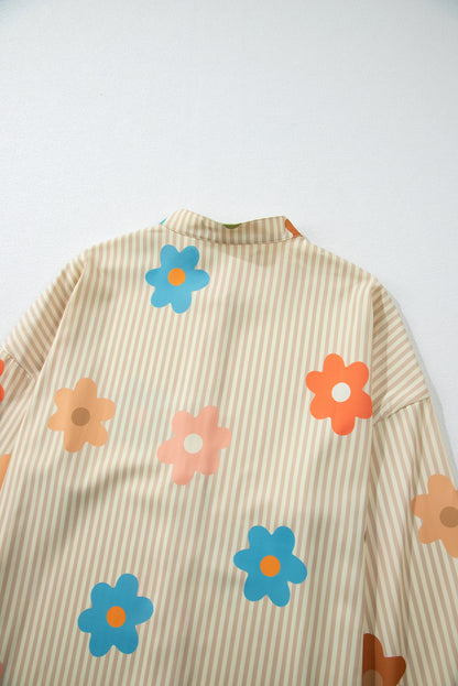 Apricot floral button-up shirt