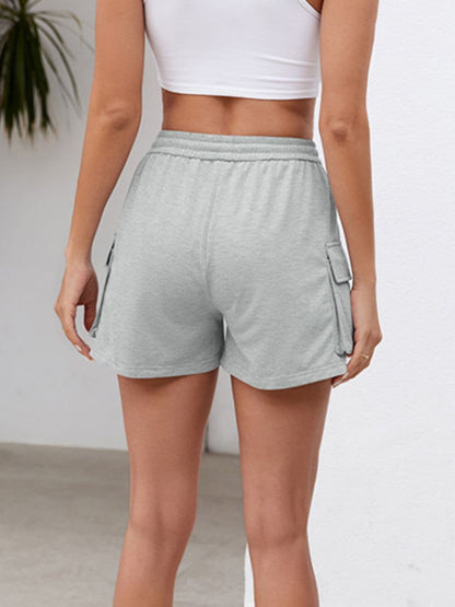 Drawstring Elastic Waist Shorts with Pockets.