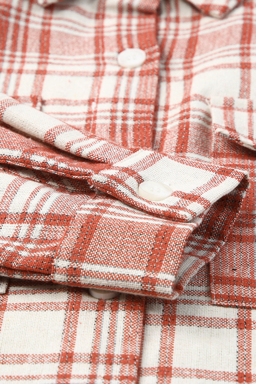 Chic plaid long shacket in fiery red