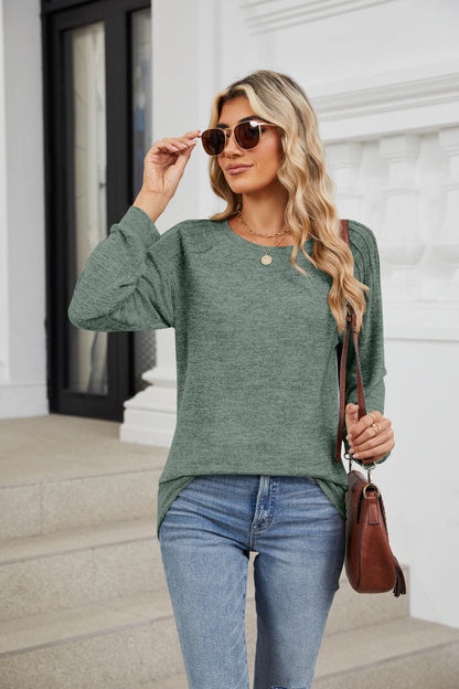 Round Neck Long Sleeve T-Shirt.