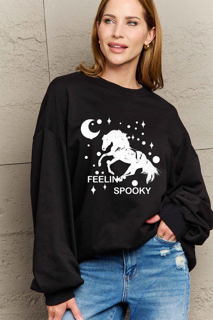 Cozy graphic drop shoulder sweatshirt for all sizes