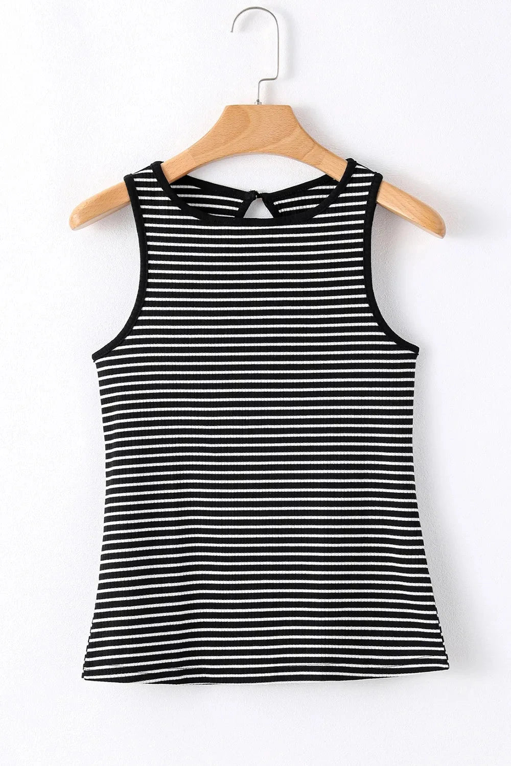 Striped Ribbed Round Neck Tank Simply Love