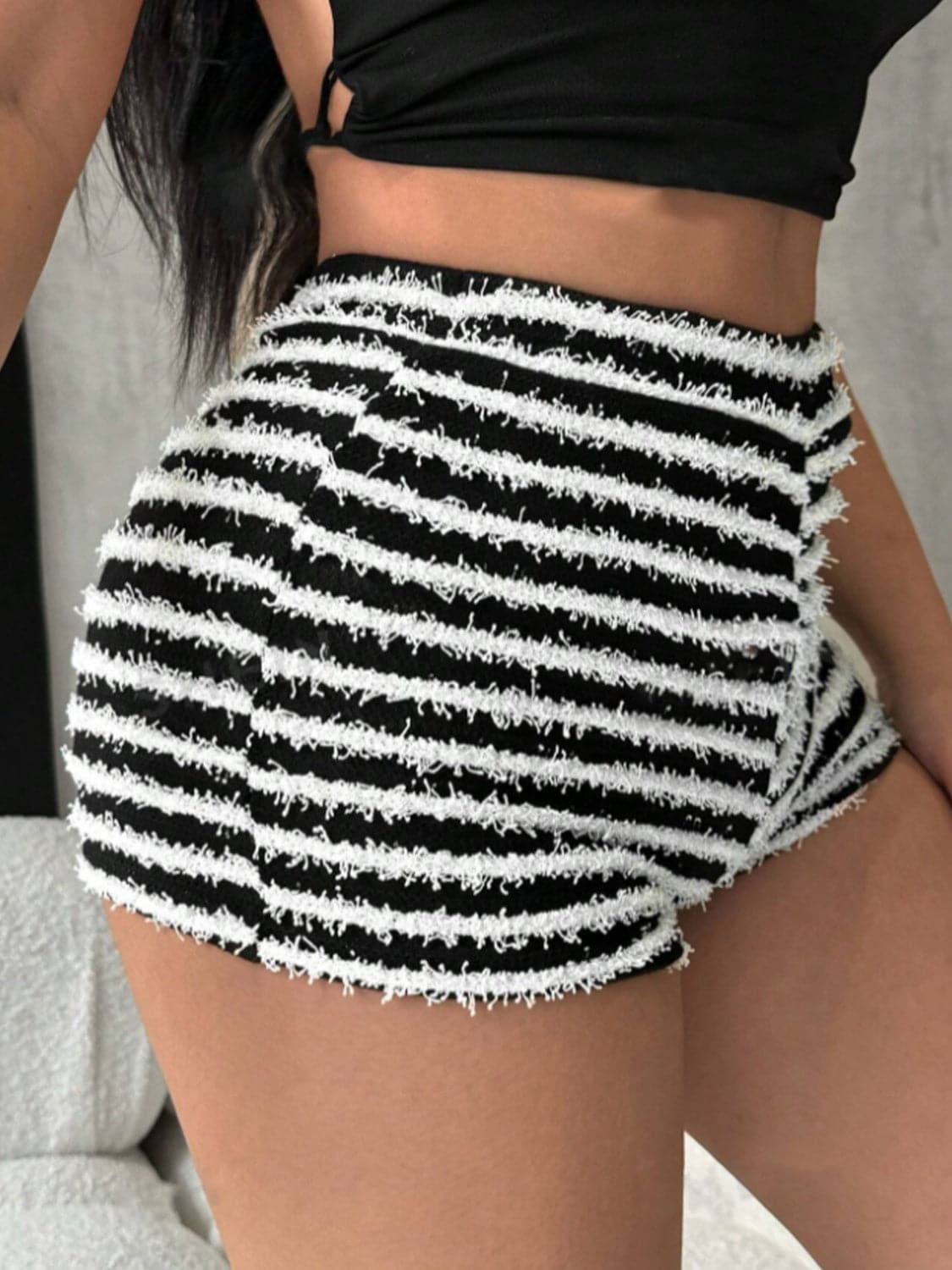 Striped High Waist Shorts.