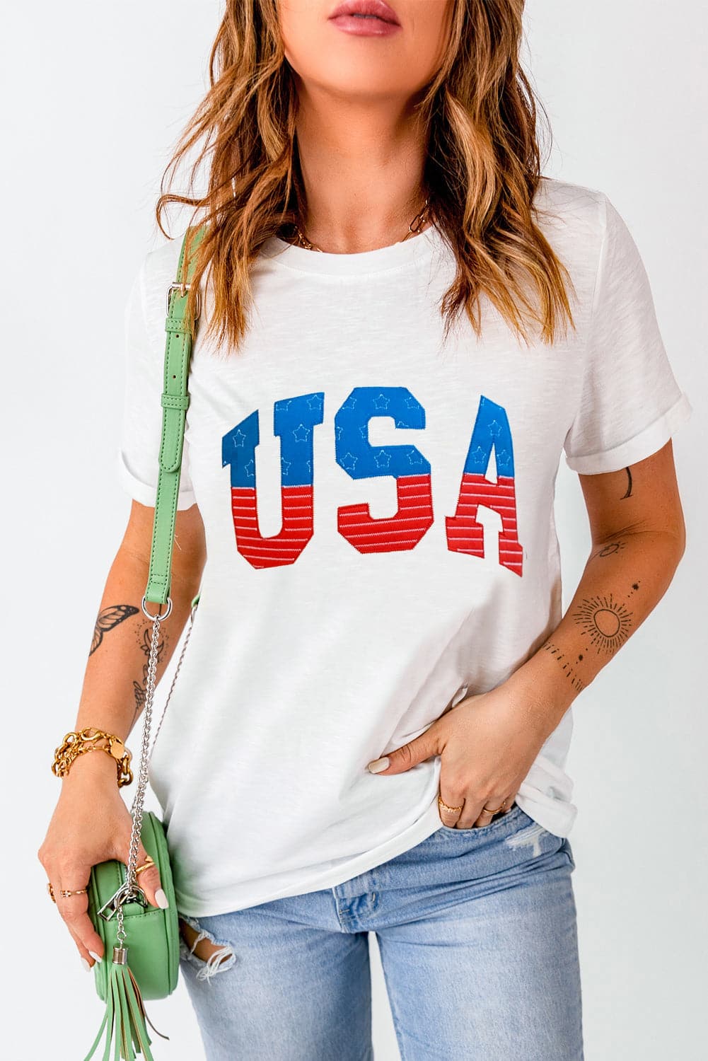 USA Round Neck Short Sleeve T-Shirt.