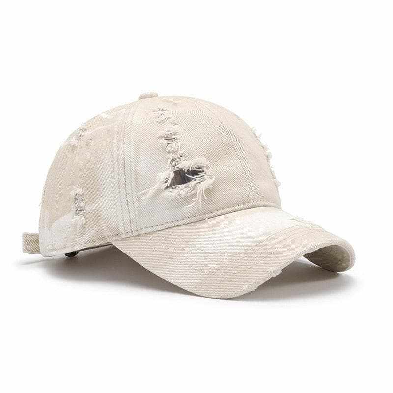 Distressed Adjustable Cotton Baseball Cap.