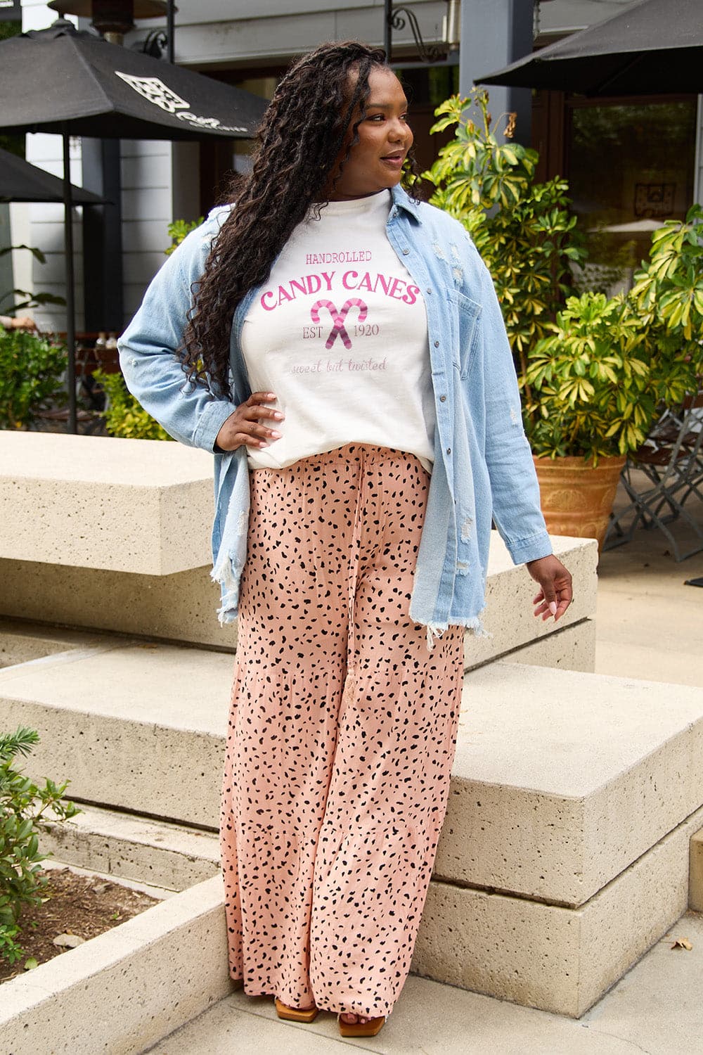 Simply Love Full Size CANDY CANES Short Sleeve T-Shirt.