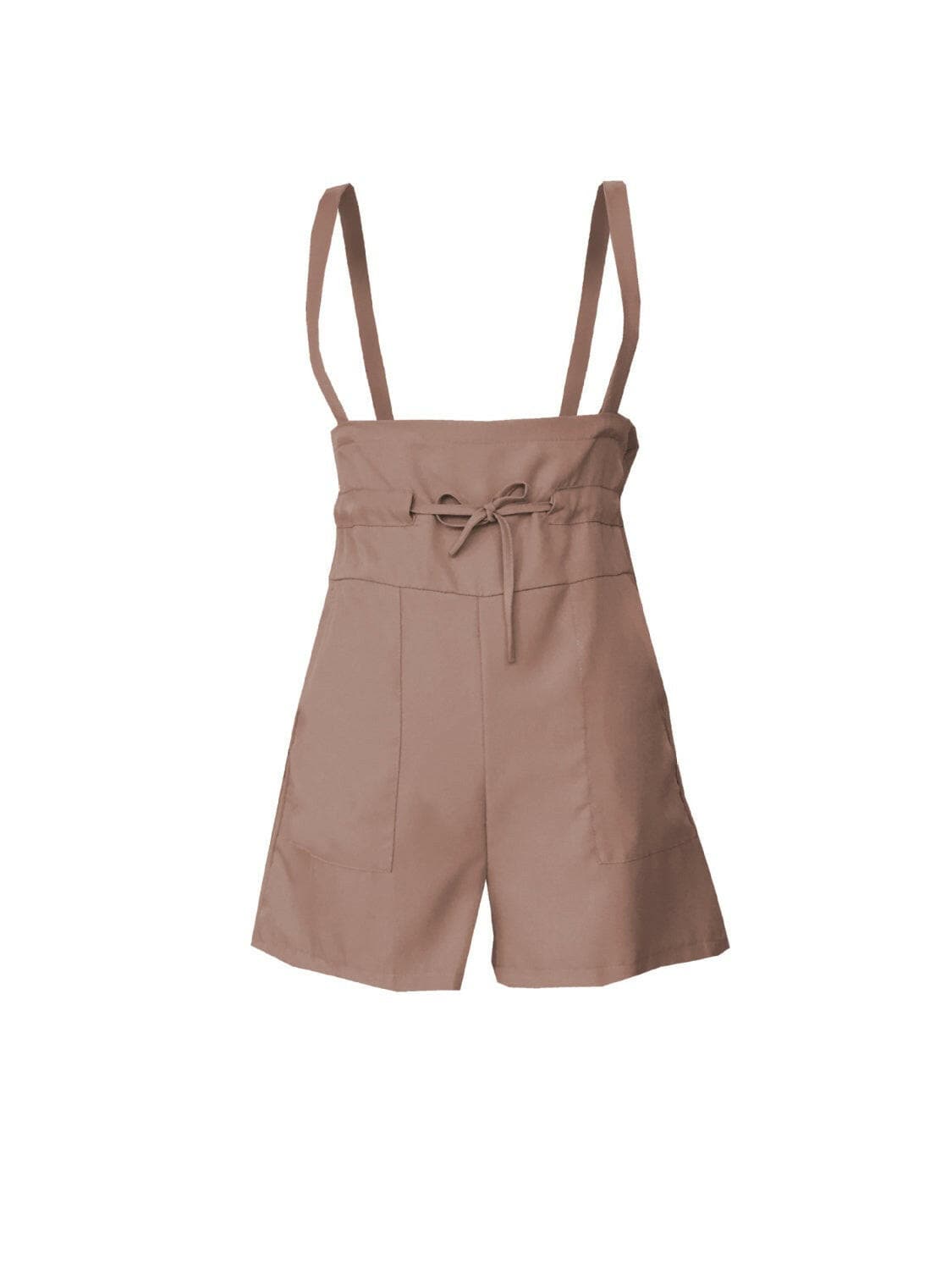 Drawstring Wide Strap Overalls with Pockets.