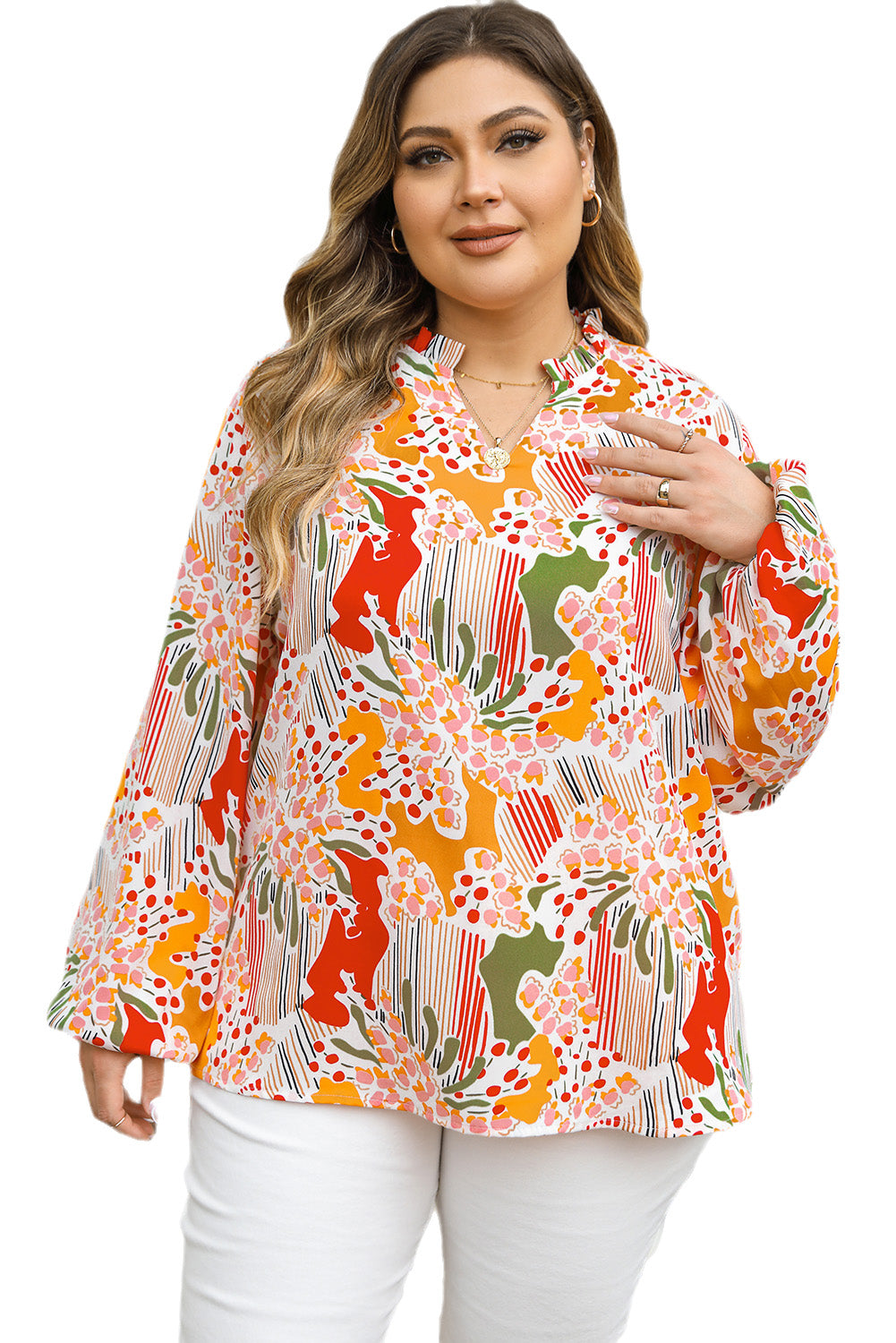 Floral abstract plus size blouse