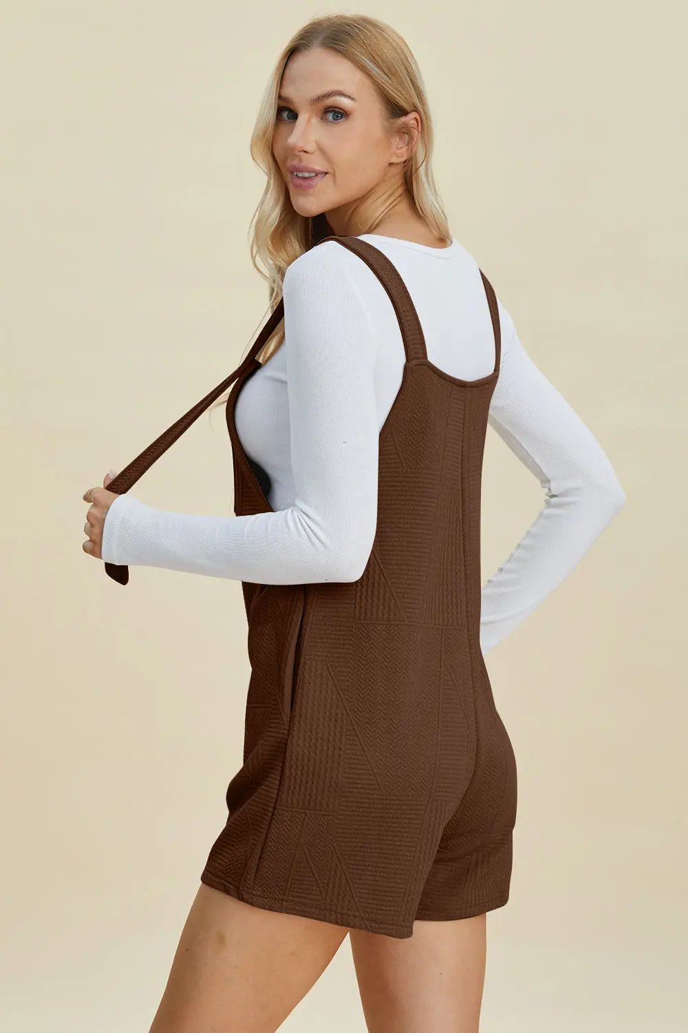 Double Take Full Size Texture Sleeveless Romper - Love Salve