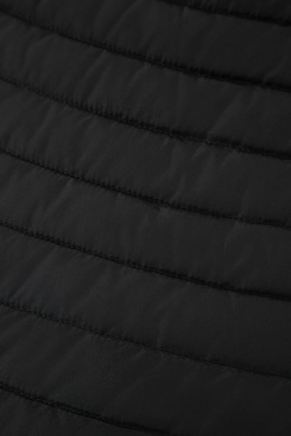 Black Solid Color Quilted Zip-up Puffer Jacket - Love Salve 