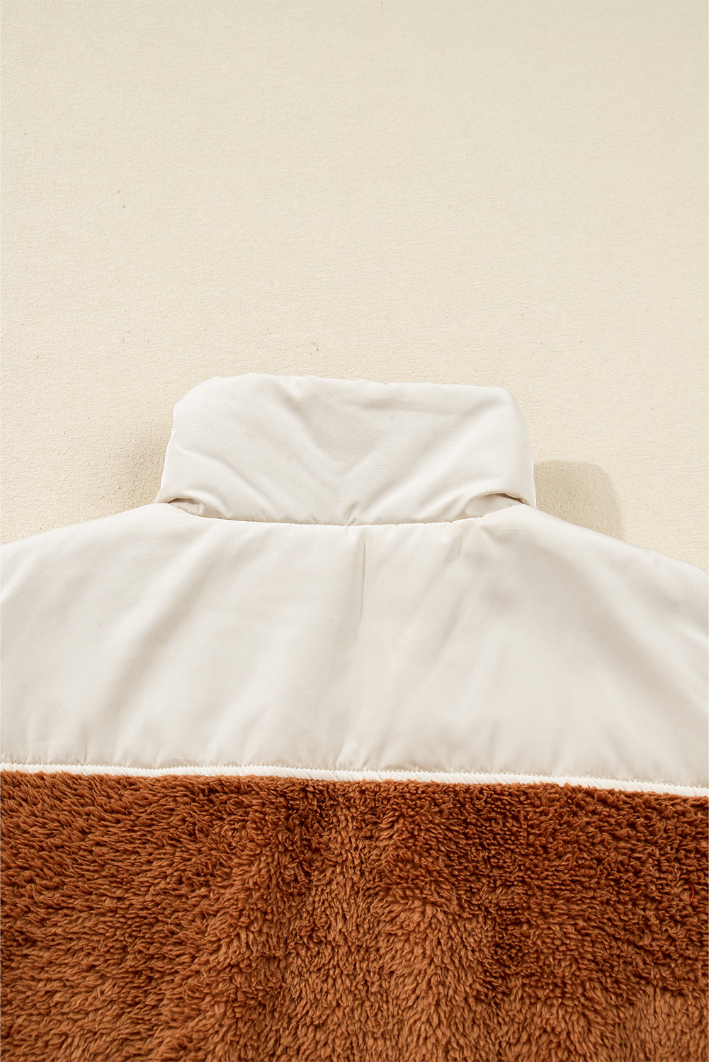 Chestnut Color Block Plush Patchwork Zipper Stand Neck Vest For Warm Winter Layering And Cozy Comfort Dear-Lover Dropshipping