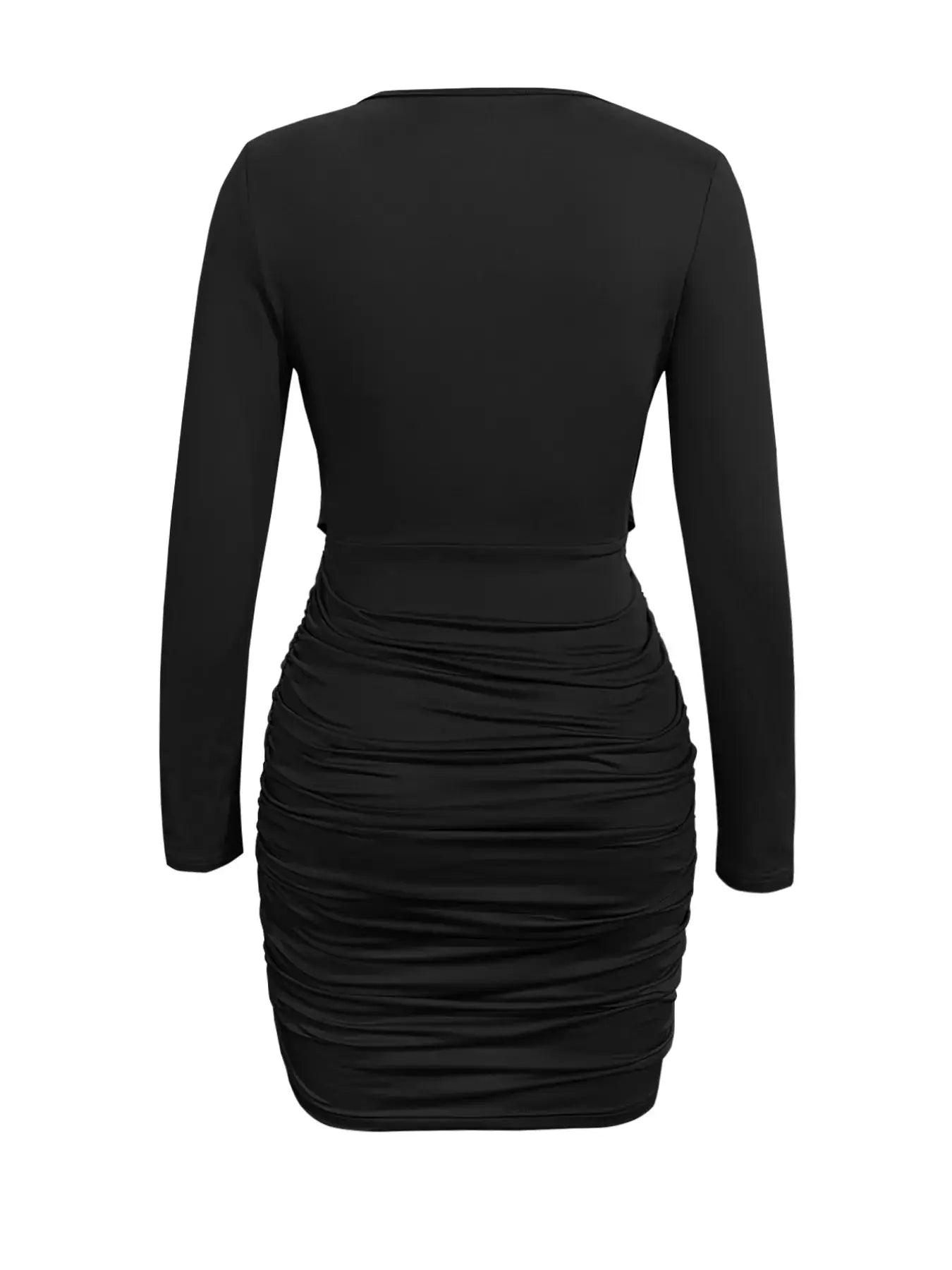 Draped V-Neck Long Sleeve Bodycon Mini Dress Simply Love