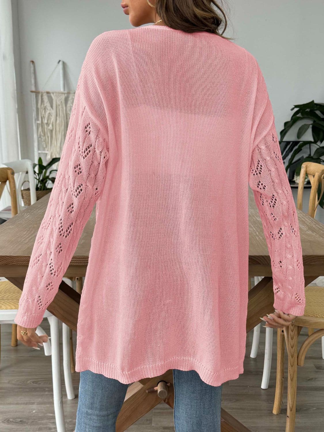 Chic long sleeve openwork cardigan